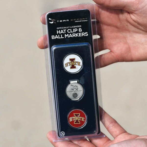 Team Effort I-State Cardinal & White Hat Clip Golf Ball Markers
